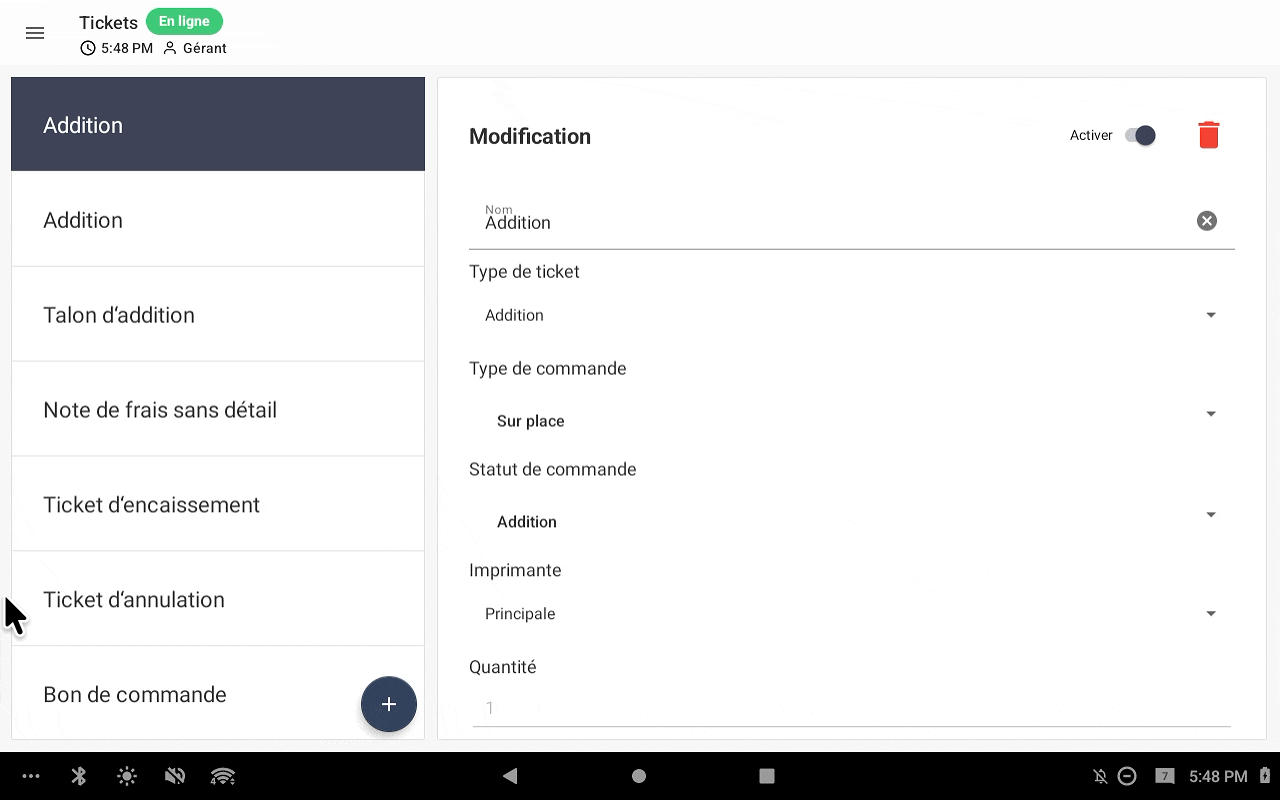 Configuration des règles d'impression